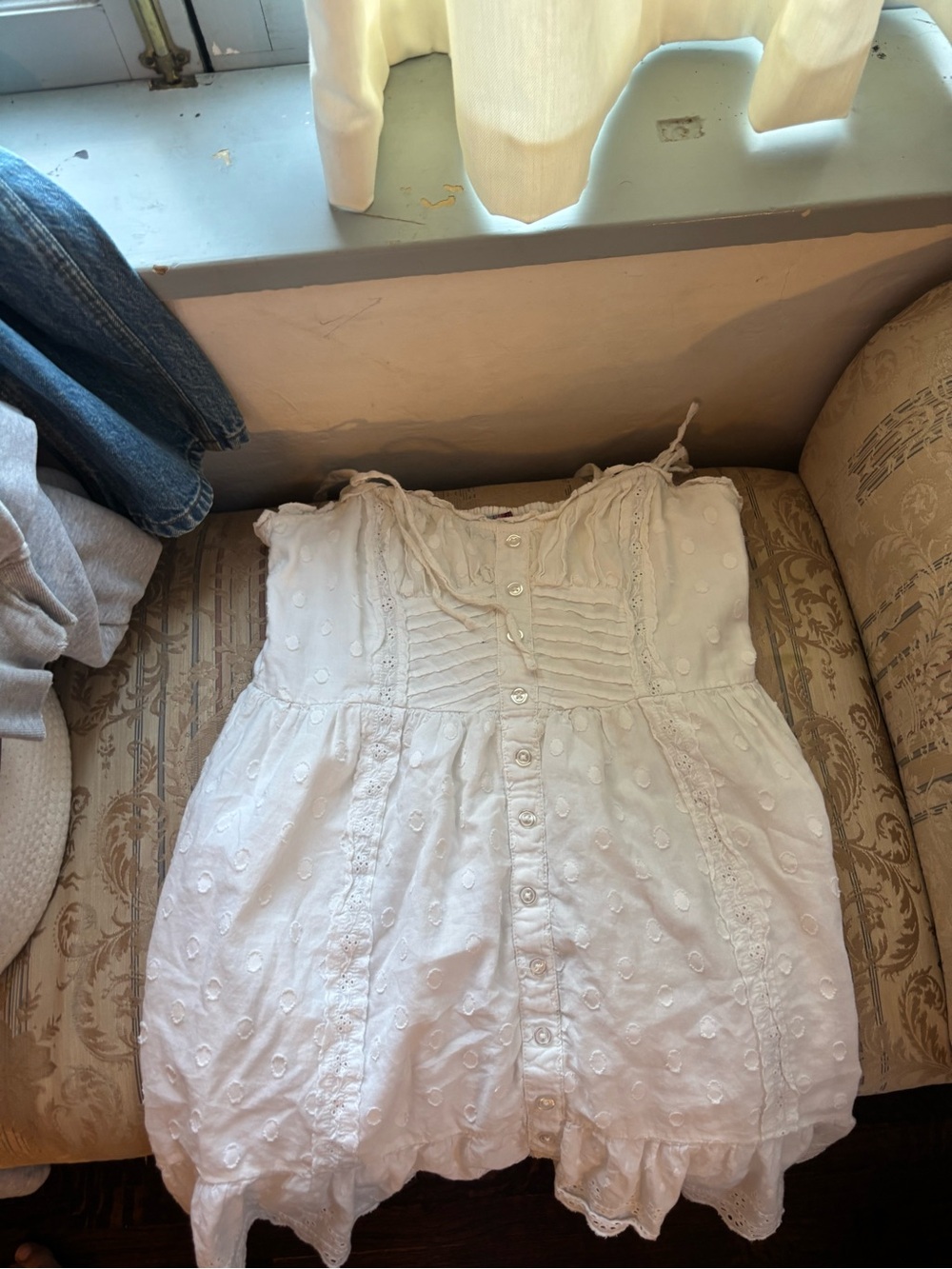 White Eyelet Button-Front Sundress
